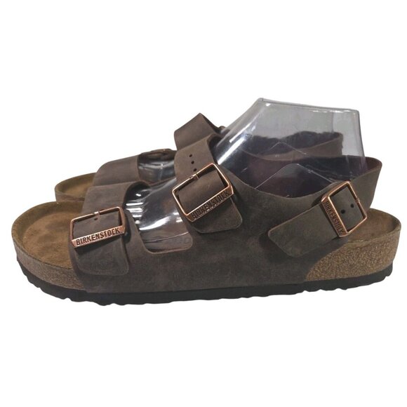 EUC Birkenstock Milano Sandals Men\'s 12 Brown Leather Buckle Habana Oiled EU 45 main image 4